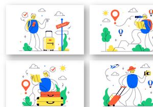 10 Solo Travel Vector Illustration