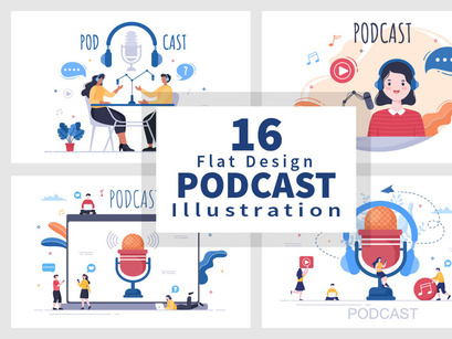 16 Podcast Background Vector illustration