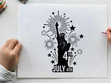Statue of Liberty Feuerwerk 4th July Vektor-Illustration