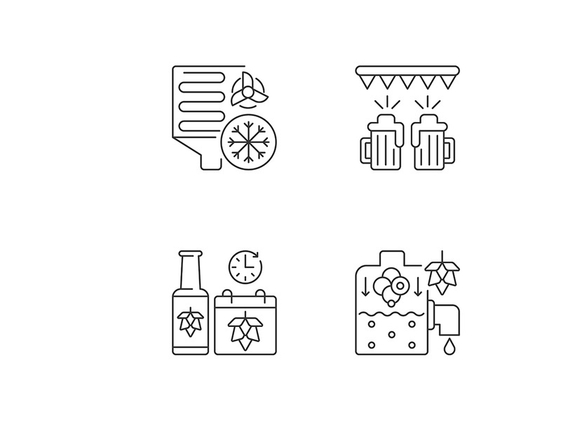 Brewery production pixel perfect linear icons se