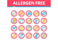 Allergen Free Products Vector Thin Line Icons Set