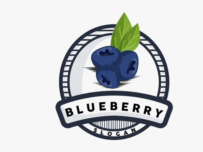 Blueberry Logo, Garden Farm Fresh Fruit Vector, Elegant Simple Design