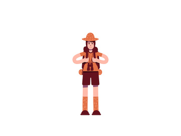 Explorer with backpack flat color vector character preview picture