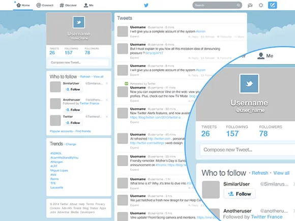 Twitter GUI redesigned PSD