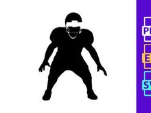 American football player in defensive stance silhouette