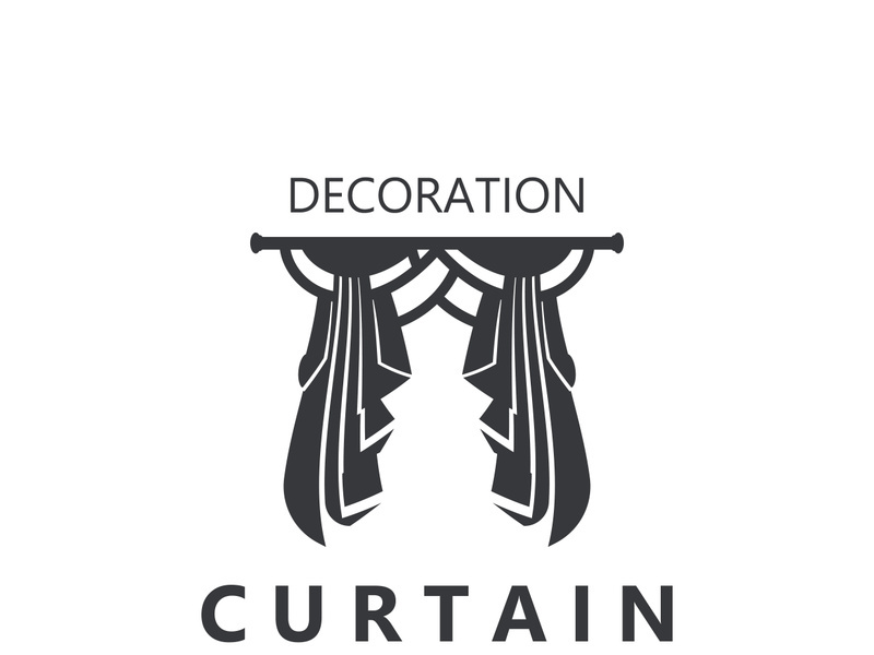Curtain logo decoration style minimalist elegant vector design illustration