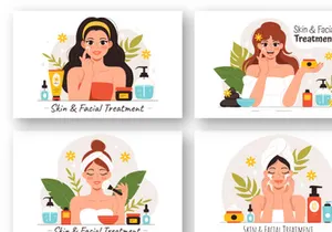 9 Facial and Skin Treatment Illustration