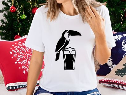 Toucan Perched on Beer Mug Silhouette