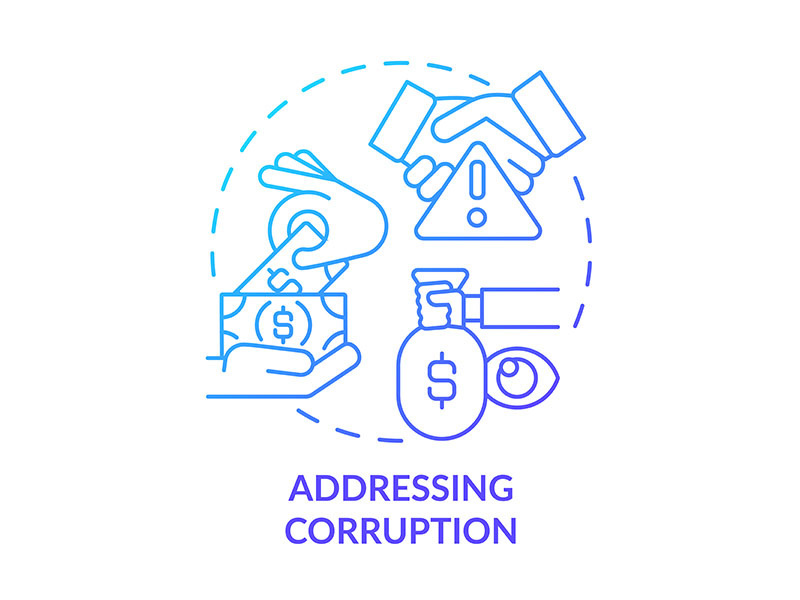 Addressing corruption blue gradient concept icon