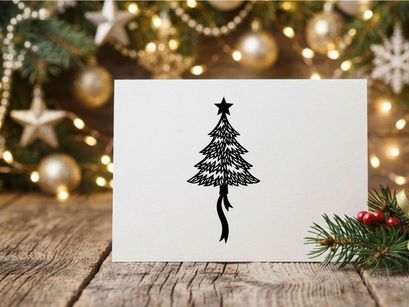 Stylized Christmas Tree Illustration with Star Topper for Holiday Decor