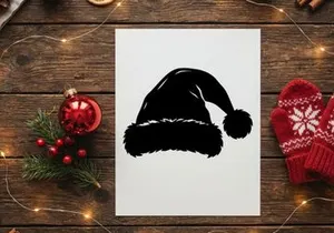 Santa Hat with Pom-Pom for Christmas Holiday Celebrations