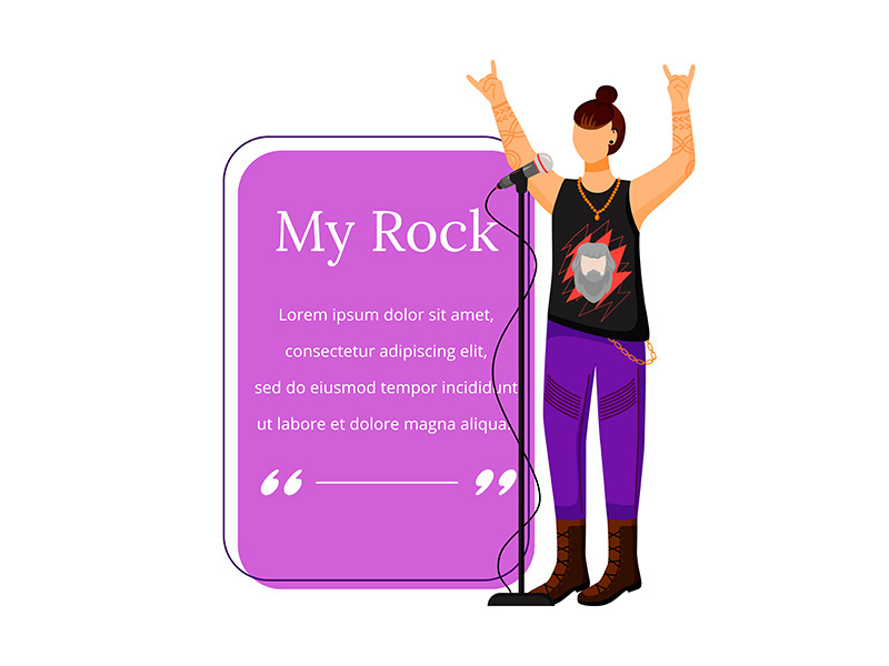 Rock band singer flat color vector illustration