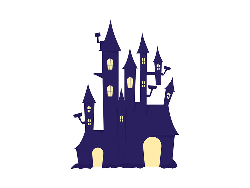 Creepy castle semi flat color vector object