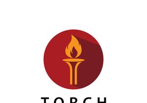 Torch fire logo icon hipster vector design template