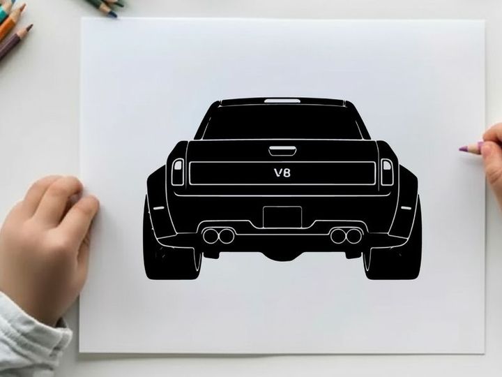 Silhouette of a pickup truck from the rear view