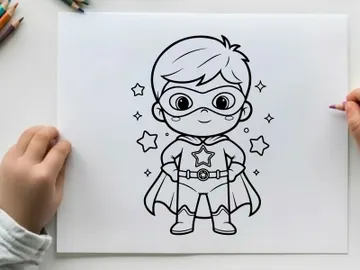 Cute kid superhero flying vector illustration flat design preview picture