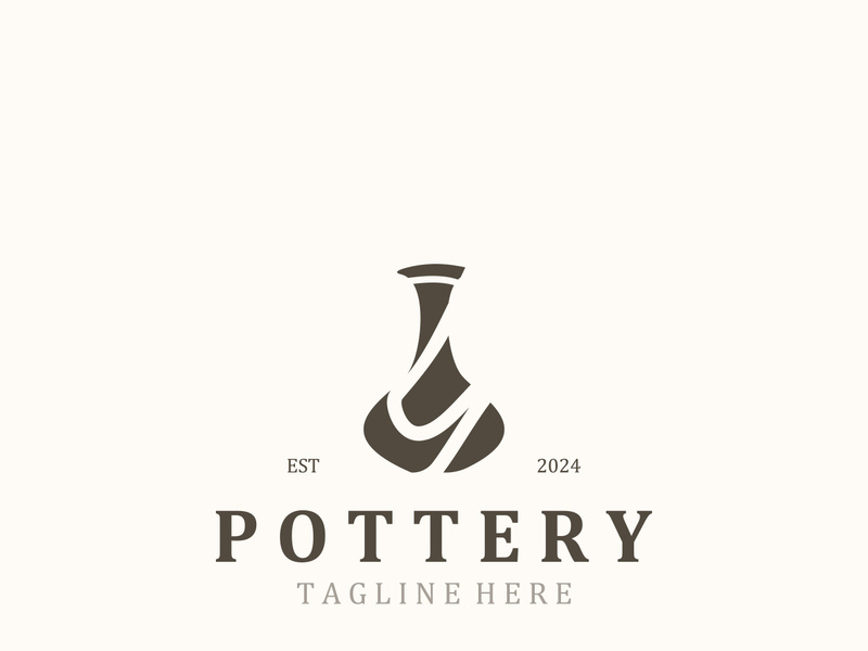Pottery logo design handmade, creative traditional mug craft concept inspiration nature workshop