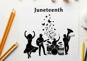 Juneteenth celebration silhouette with musician band
