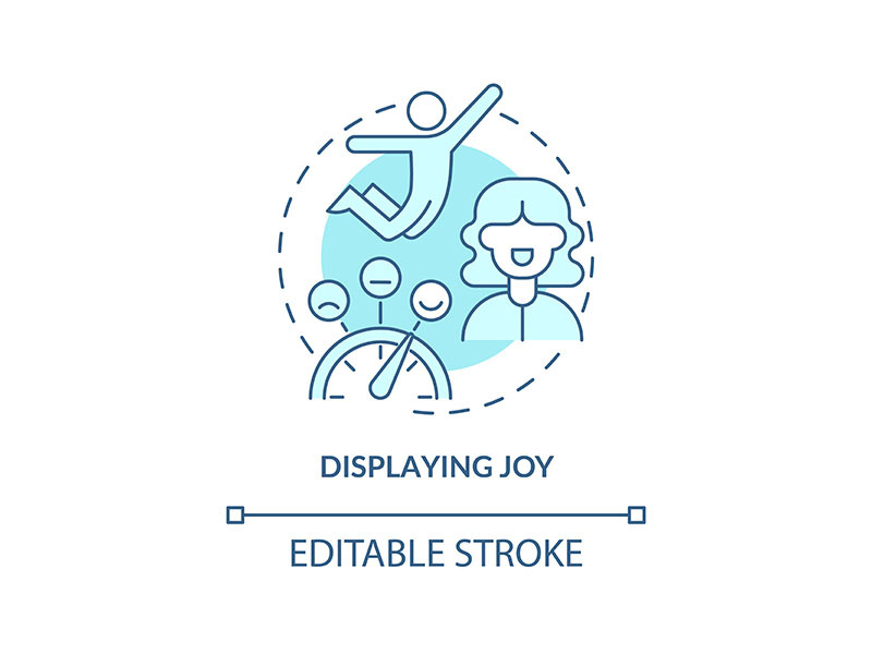 Displaying joy turquoise concept icon