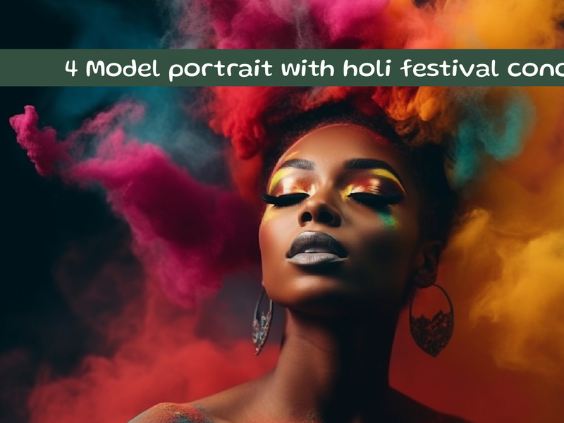 Model portrait with holi festival concept