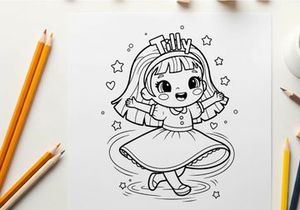 Cute girl hula hoop happy crown vector illustration