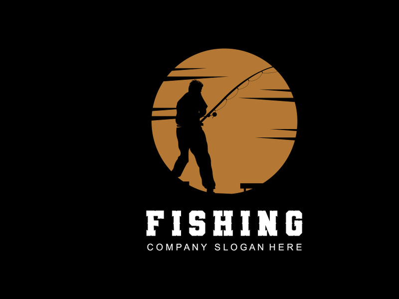 Fishing Logo Design, Fish Hunting Vector Illustration