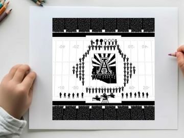 Silhouette of people forming a logo with a large letter a silhouette preview picture