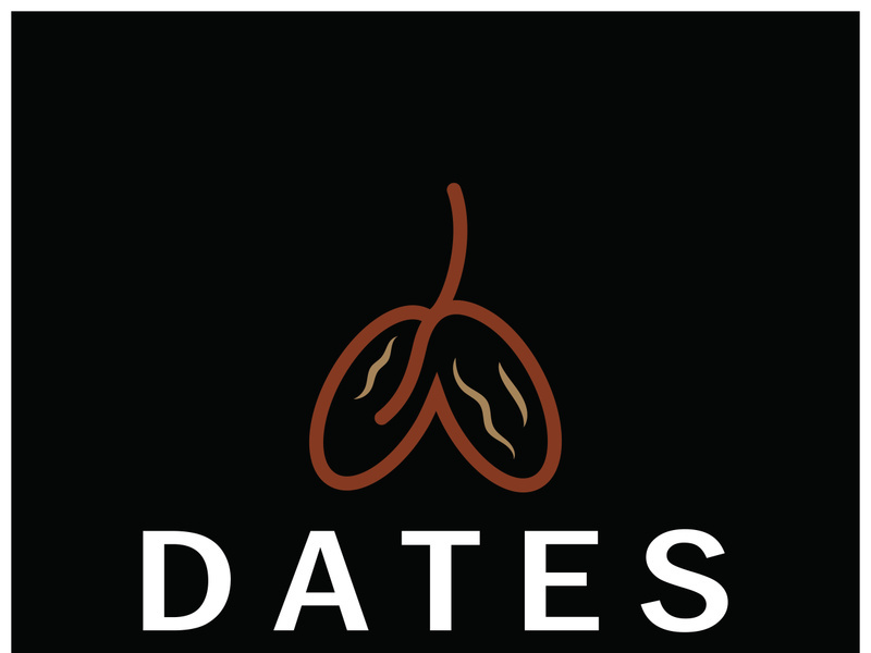 Date palm fruit plant logo design with leaves,seeds and date palm tree isolated background exotic organic plant.