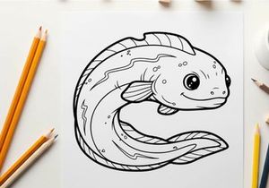 Cute cartoon fish swimming underwater vector illustration