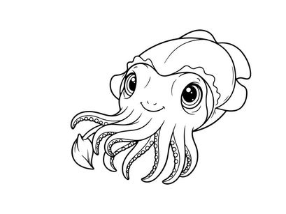 Cute cartoon octopus smiling vector illustration