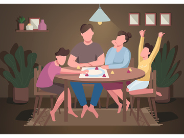 Family play board game flat color vector illustration preview picture