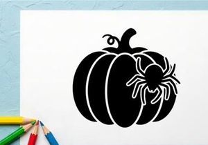 Black and White Pumpkin with Spider for Halloween Decor