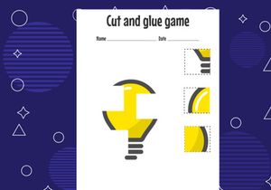 12 Pages Cut and glue game for kids. Cutting practice for preschoolers. Education paper game for children