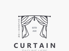 Curtain logo decoration style minimalist elegant vector design illustration