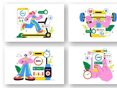 10 Fitness App Vector Illustration