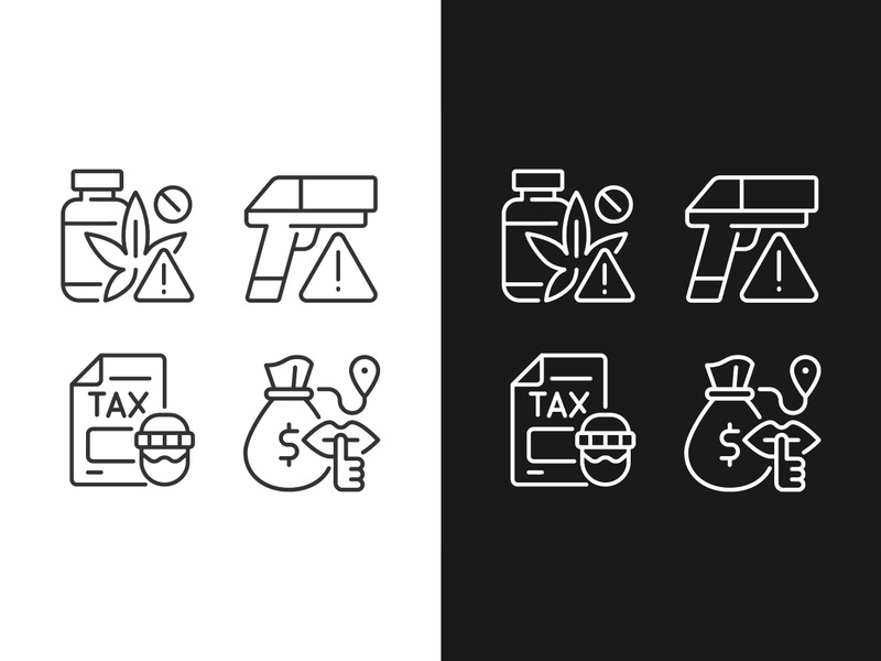 Illegal transportation linear icons set