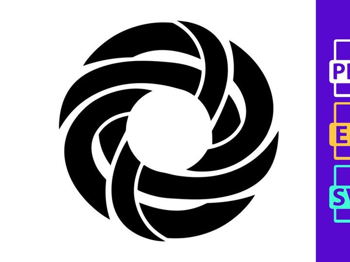 Minimalist black swirl vortex logo design abstract symbol