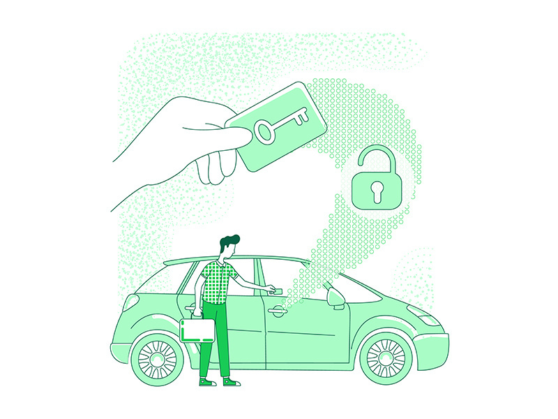 Vehicle access, keyless lock thin line concept vector illustration