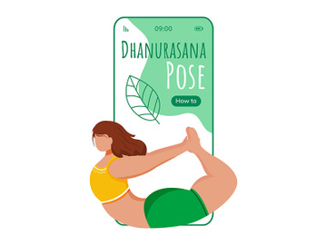 Dhanurasana smartphone interface vector template preview picture
