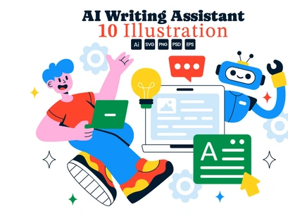 10 Online AI Writing Assistant Illustration