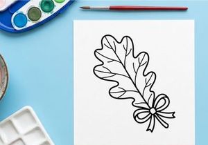 Ilustração elegante de folha de carvalho para temas naturais e botânicos. Desenho botânico artístico para projetos de design.