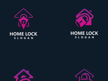 Home Lock logo design security key protection concept for business template