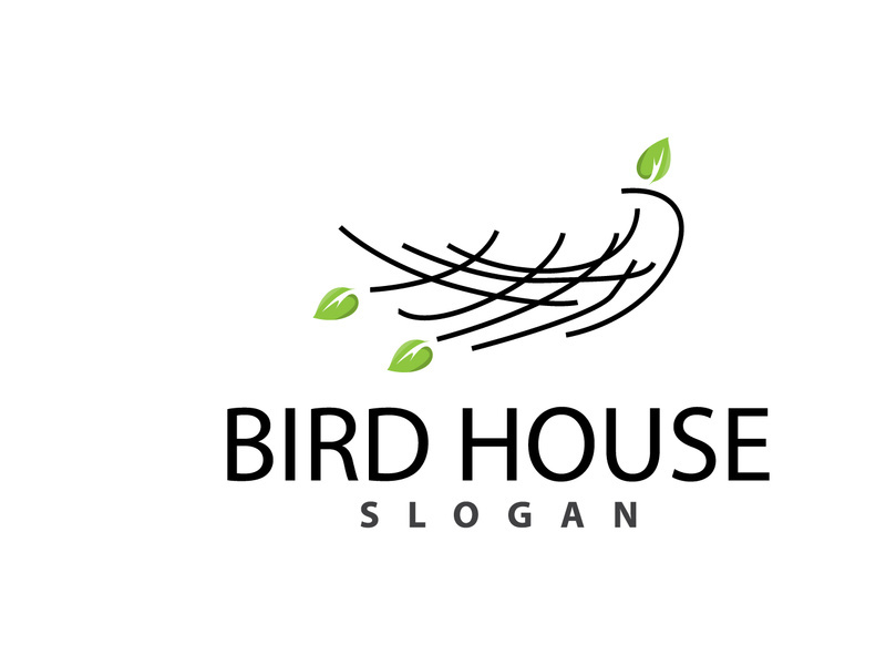 Bird Nest Logo, Bird House Shelter Vector