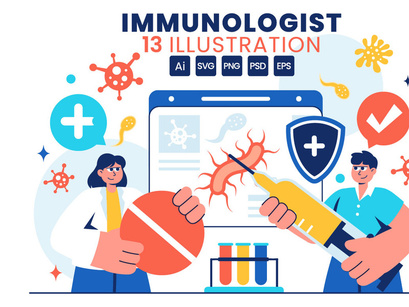 13 Immunologist Vector Illustration