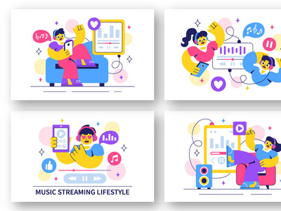 10 Music Streaming Lifestyle Illustration