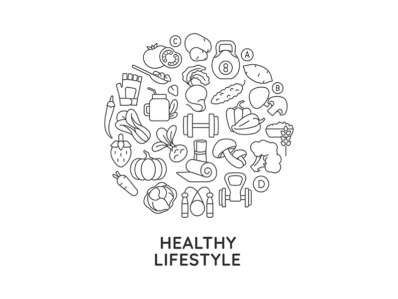 Healthy lifestyle abstract linear concept layout with headline