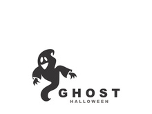 Halloween spooky ghost character in flat style isolated template design