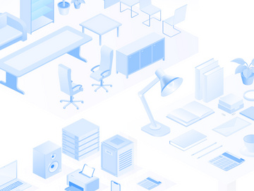 isometric vector illustrations - devices, interior, office items preview picture