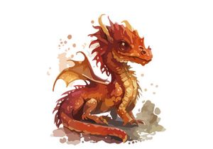 Cute Baby Dragon Watercolor SVG Clipart