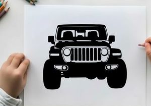 Silhouette of a jeep wrangler with front view